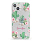 Floral Cactus Print with Name iPhone 13 Clear Bumper Case