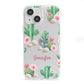 Floral Cactus Print with Name iPhone 13 Mini Clear Bumper Case