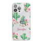 Floral Cactus Print with Name iPhone 13 Pro Max Clear Bumper Case