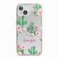 Floral Cactus Print with Name iPhone 13 TPU Impact Case with Pink Edges