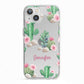 Floral Cactus Print with Name iPhone 13 TPU Impact Case with White Edges