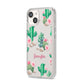 Floral Cactus Print with Name iPhone 14 Clear Tough Case Starlight Angled Image