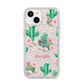 Floral Cactus Print with Name iPhone 14 Glitter Tough Case Starlight