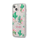 Floral Cactus Print with Name iPhone 14 Plus Glitter Tough Case Starlight Angled Image