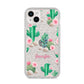 Floral Cactus Print with Name iPhone 14 Plus Glitter Tough Case Starlight