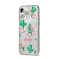 Floral Cactus Print with Name iPhone 14 Pro Max Glitter Tough Case Silver Angled Image