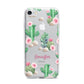 Floral Cactus Print with Name iPhone 7 Bumper Case on Silver iPhone