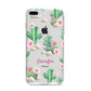 Floral Cactus Print with Name iPhone 8 Plus Bumper Case on Silver iPhone