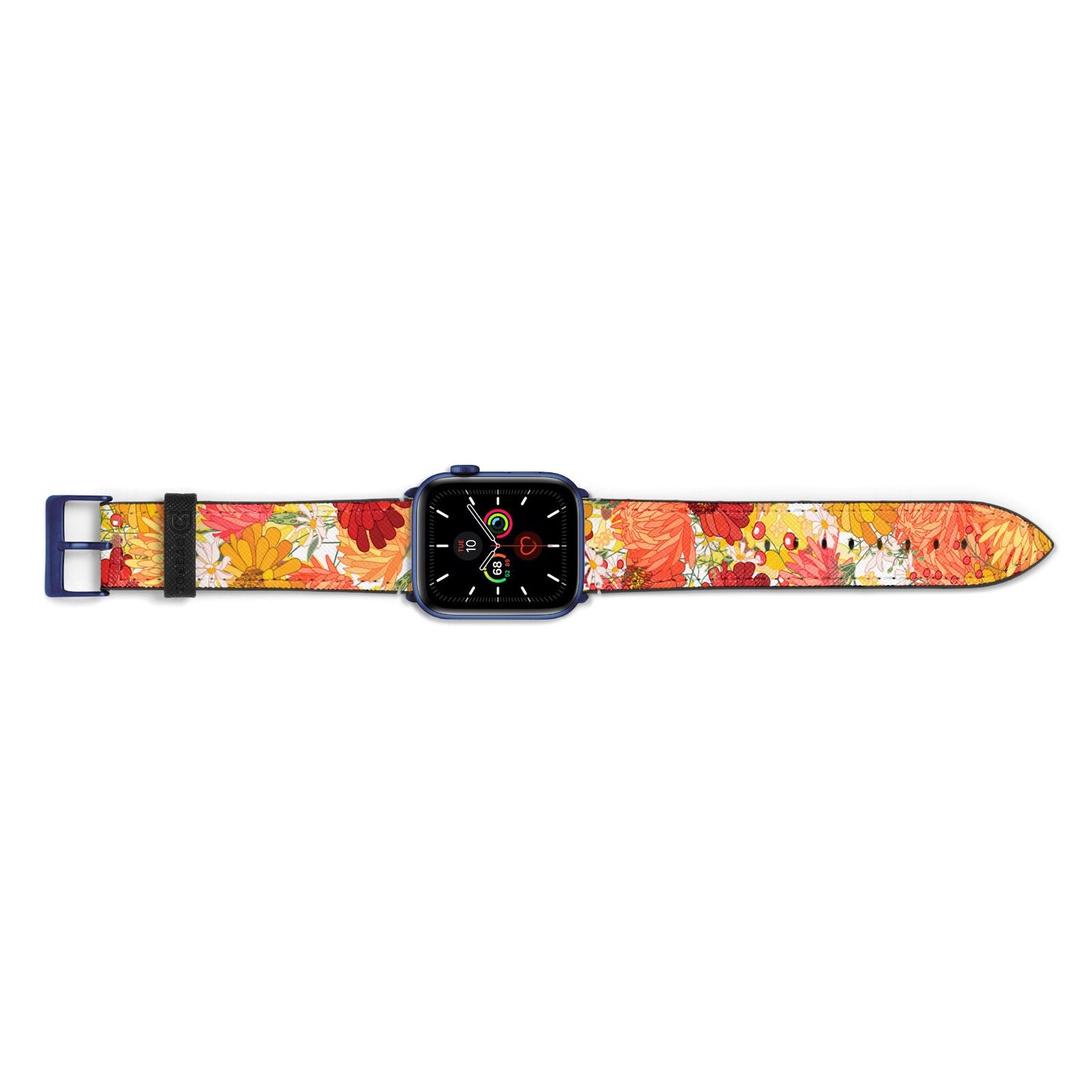 Floral Gerbera Apple Watch Strap Landscape Image Blue Hardware