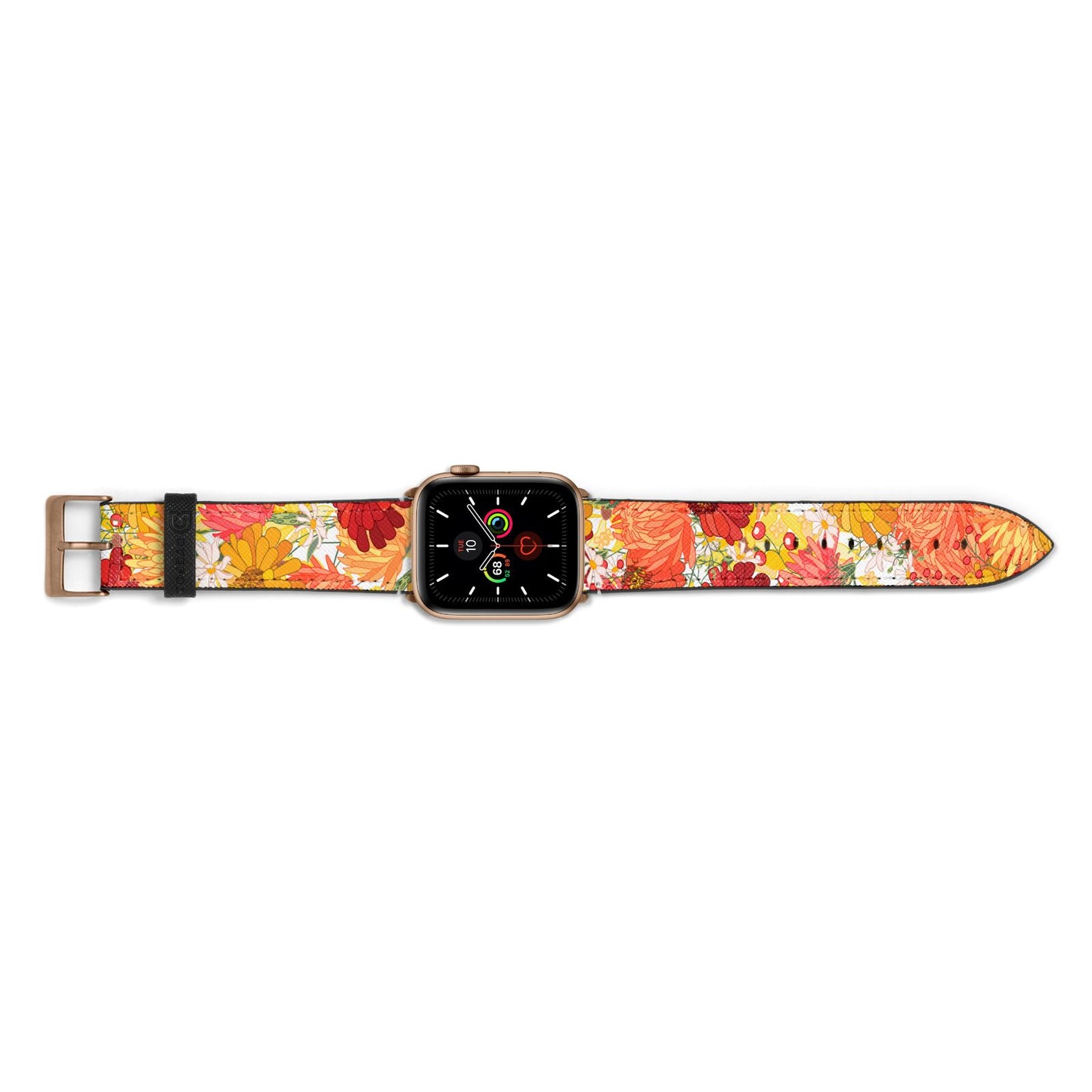 Floral Gerbera Apple Watch Strap Landscape Image Gold Hardware