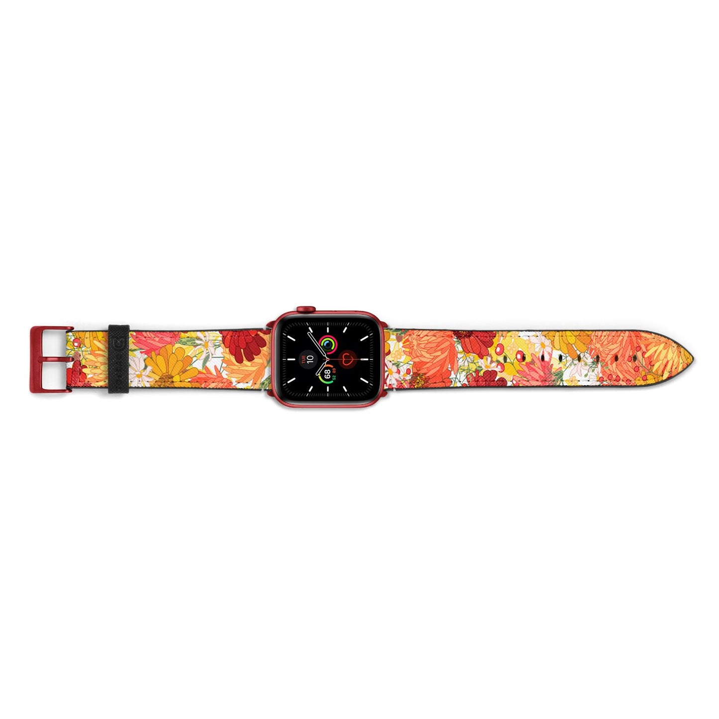 Floral Gerbera Apple Watch Strap Landscape Image Red Hardware