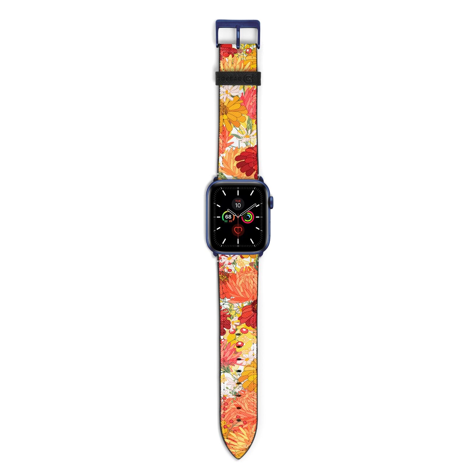 Floral Gerbera Apple Watch Strap with Blue Hardware