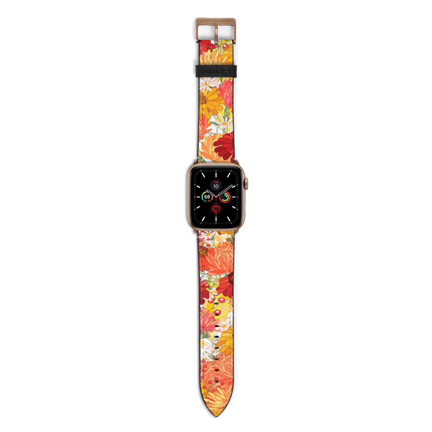 Floral Gerbera Apple Watch Strap with Gold Hardware