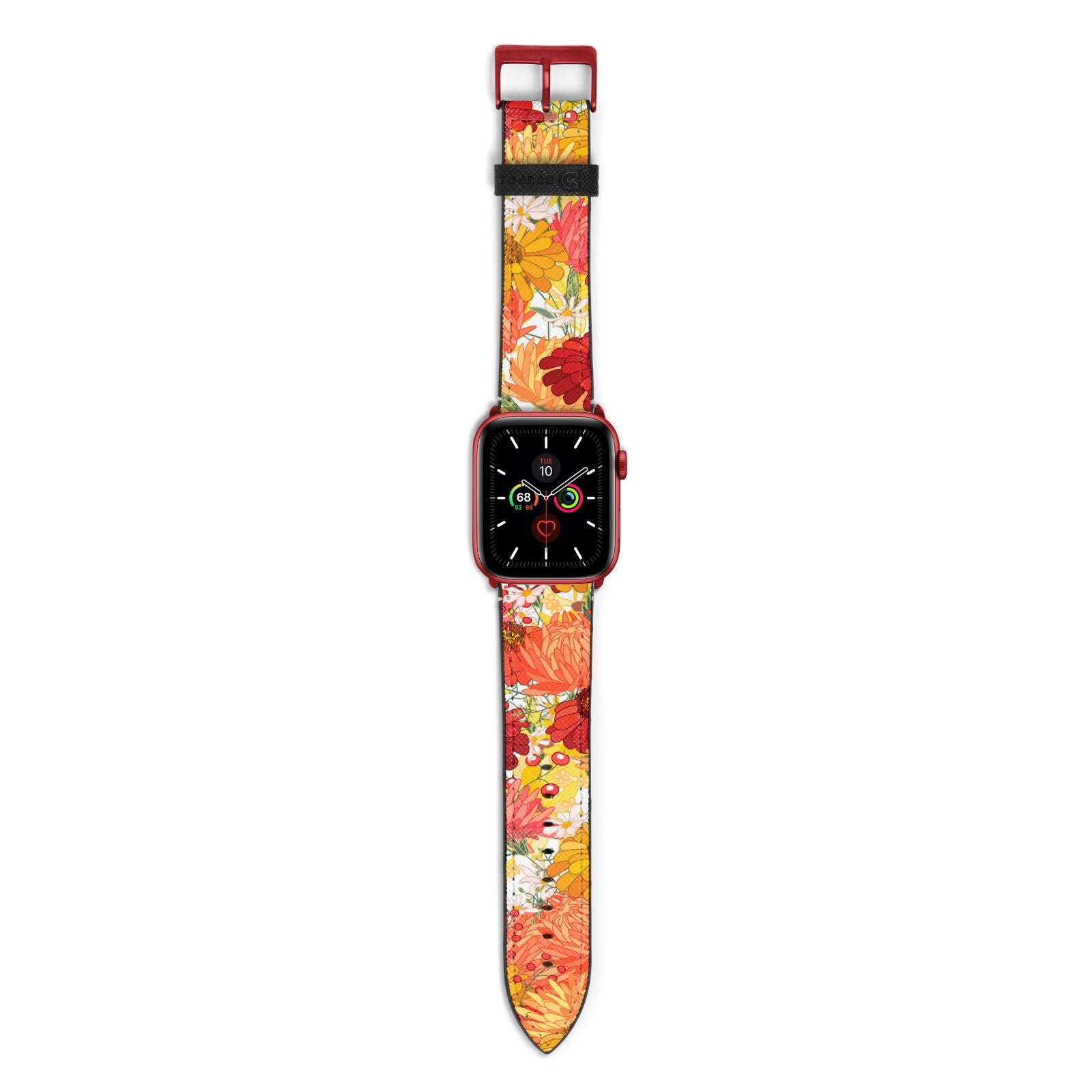 Floral Gerbera Apple Watch Strap with Red Hardware