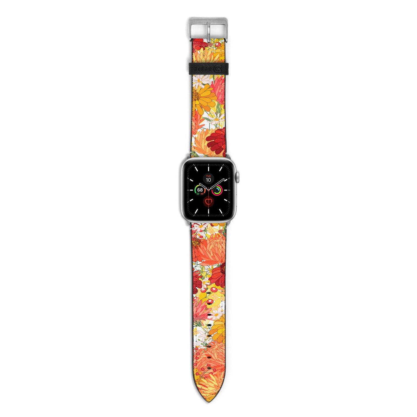 Floral Gerbera Apple Watch Strap with Silver Hardware