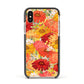 Floral Gerbera Apple iPhone Xs Impact Case Black Edge on Gold Phone