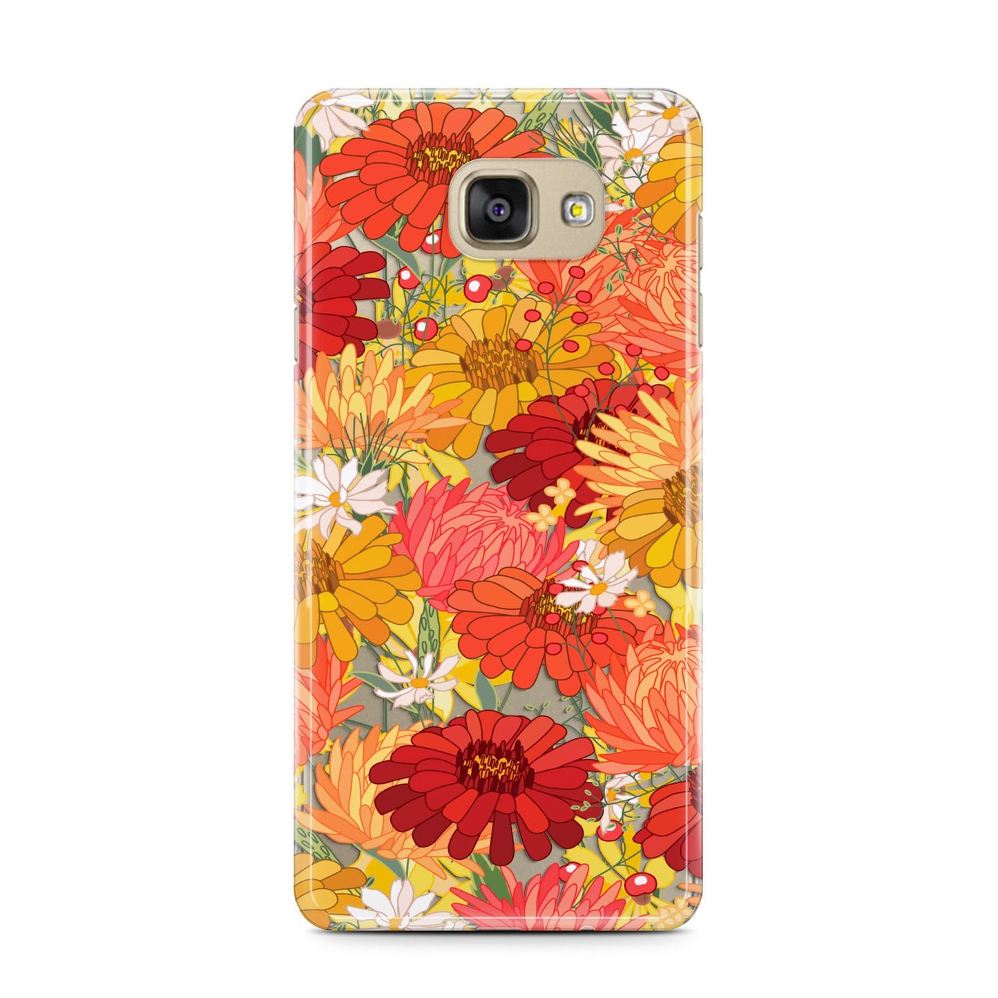 Floral Gerbera Samsung Galaxy A7 2016 Case on gold phone