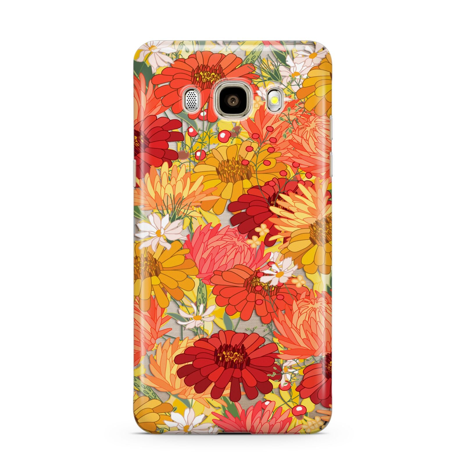 Floral Gerbera Samsung Galaxy J7 2016 Case on gold phone