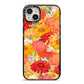 Floral Gerbera iPhone 14 Plus Black Impact Case on Silver phone