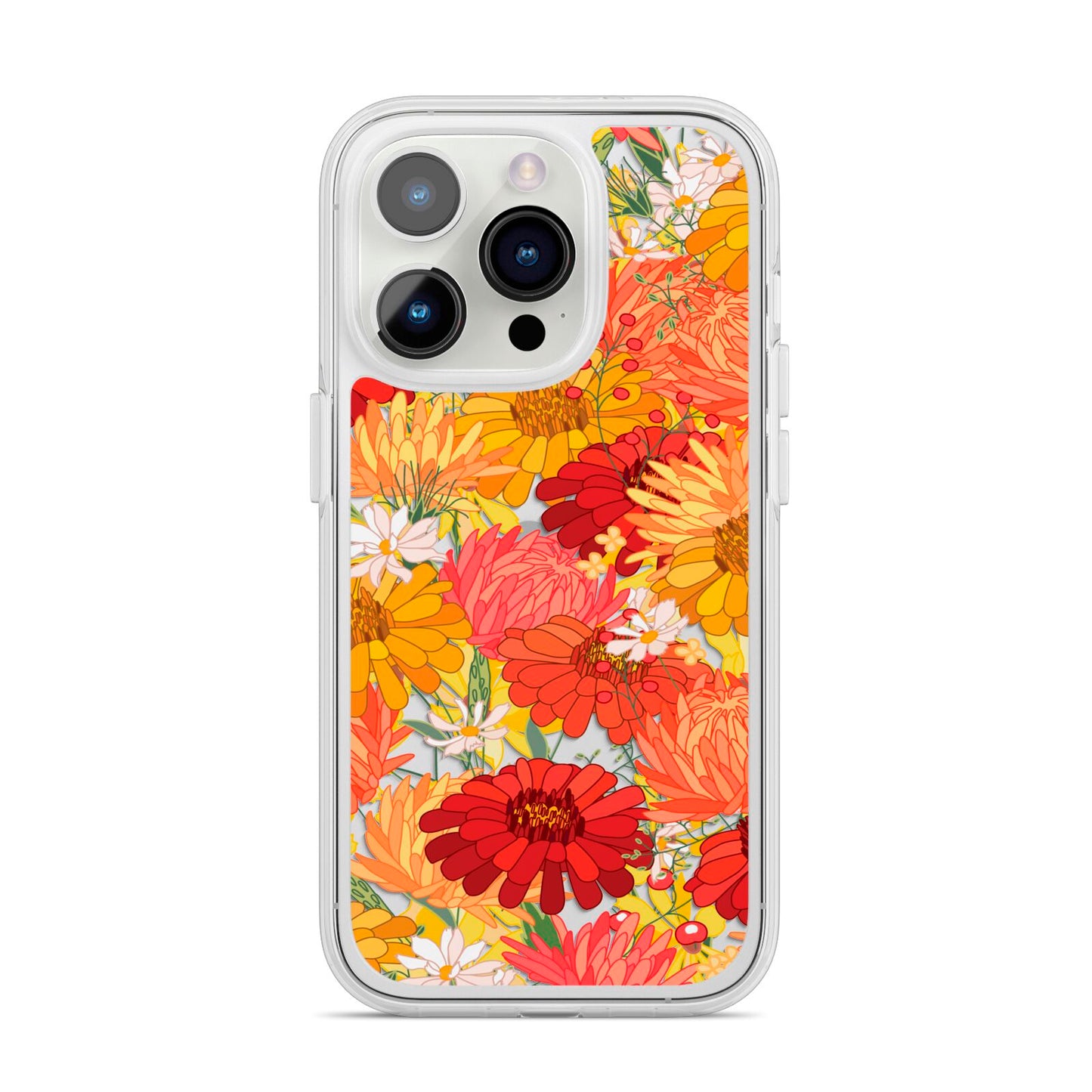 Floral Gerbera iPhone 14 Pro Clear Tough Case Silver