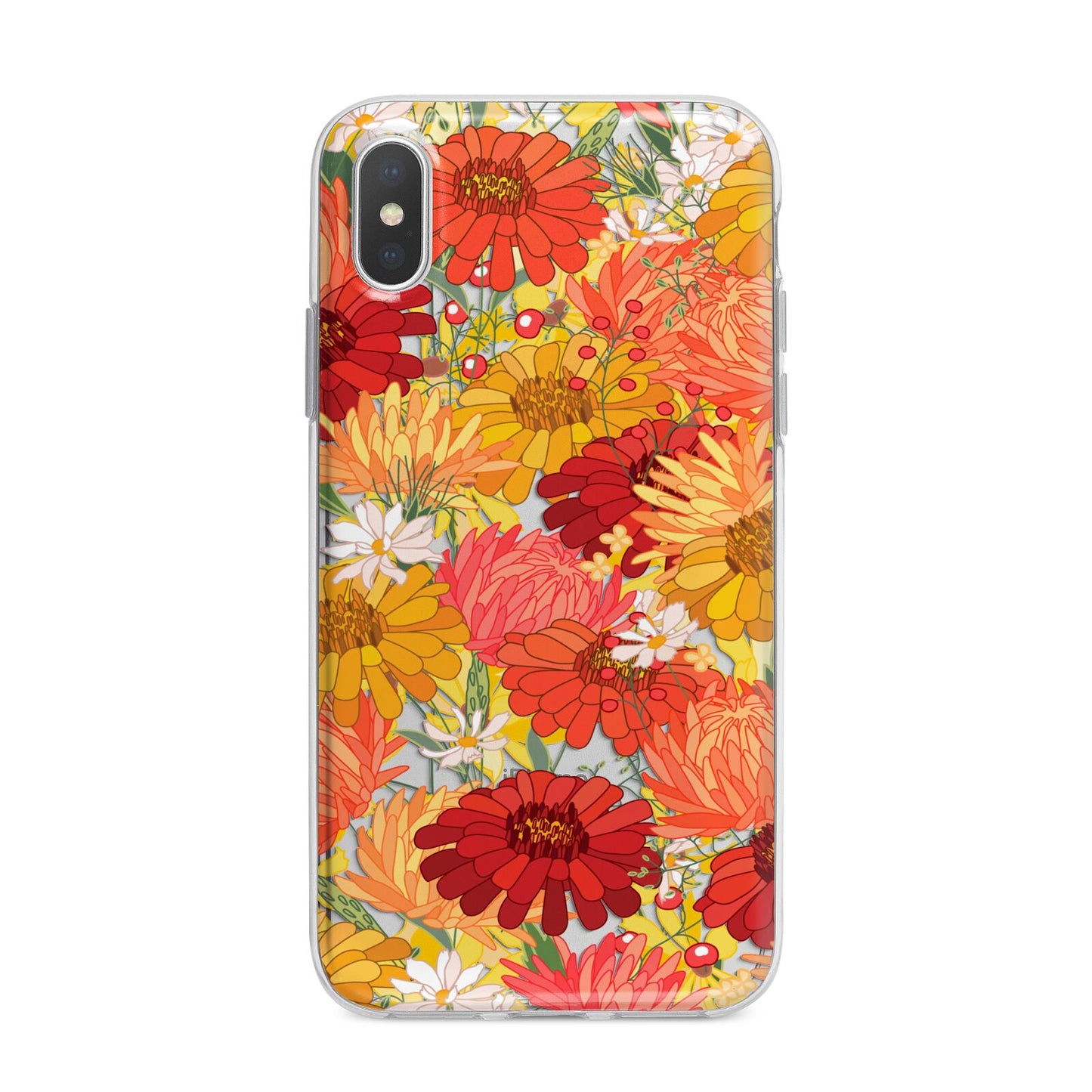 Floral Gerbera iPhone X Bumper Case on Silver iPhone Alternative Image 1