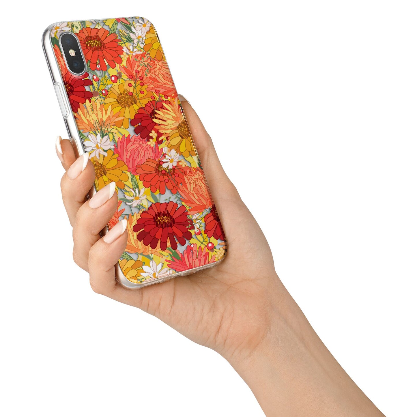 Floral Gerbera iPhone X Bumper Case on Silver iPhone Alternative Image 2