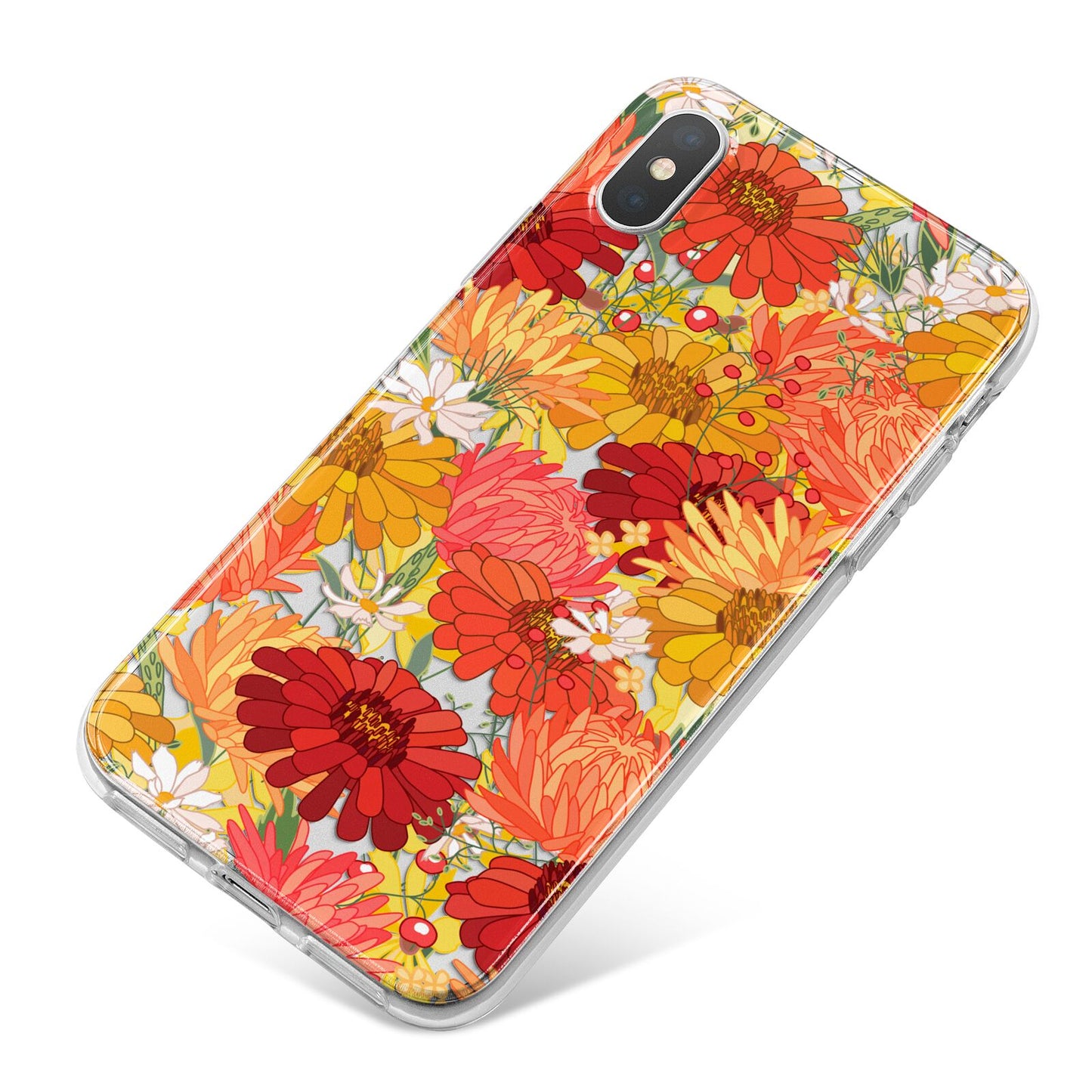 Floral Gerbera iPhone X Bumper Case on Silver iPhone