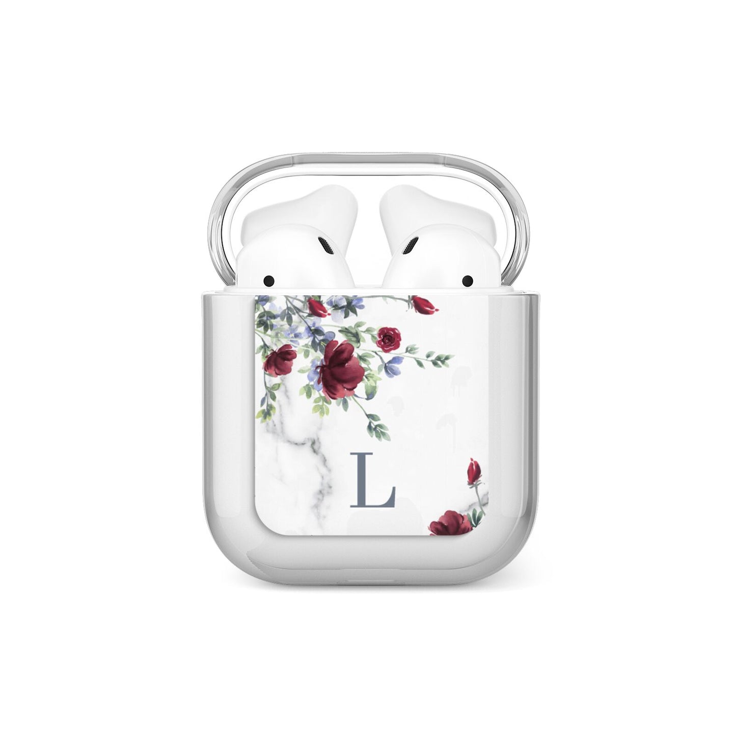 Floral Marble Monogram Personalised AirPods Case