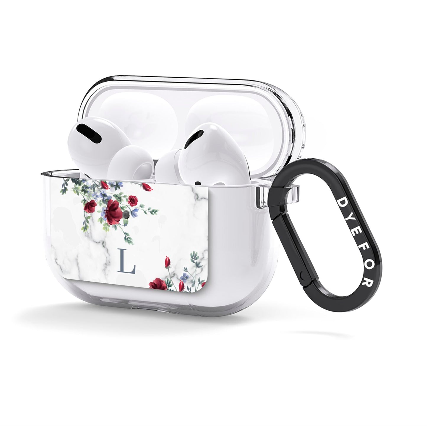 Floral Marble Monogram Personalised AirPods Clear Case 3rd Gen Side Image