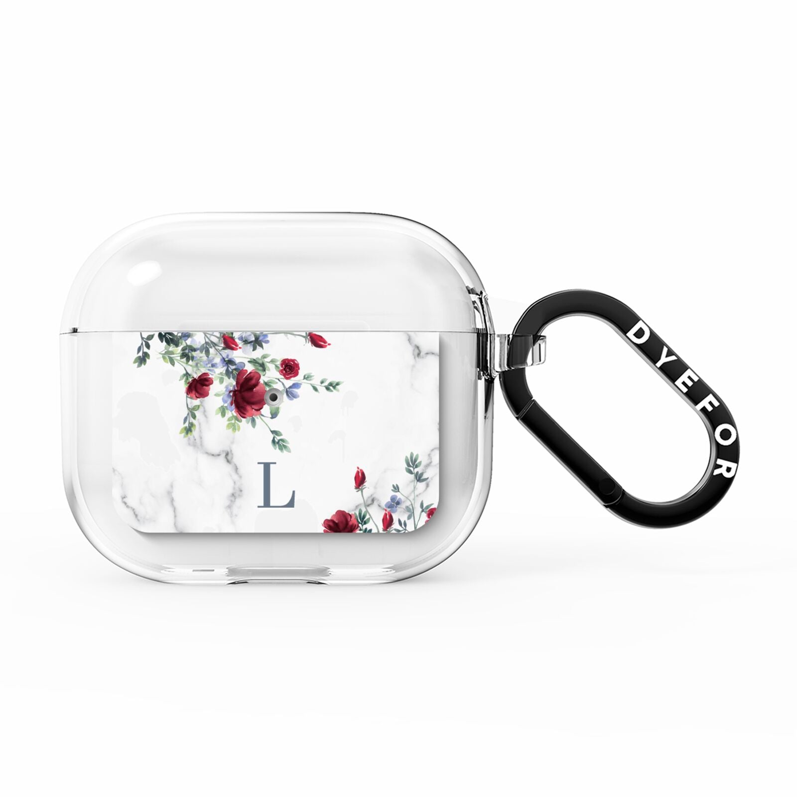 Floral Marble Monogram Personalised AirPods Clear Case 3rd Gen