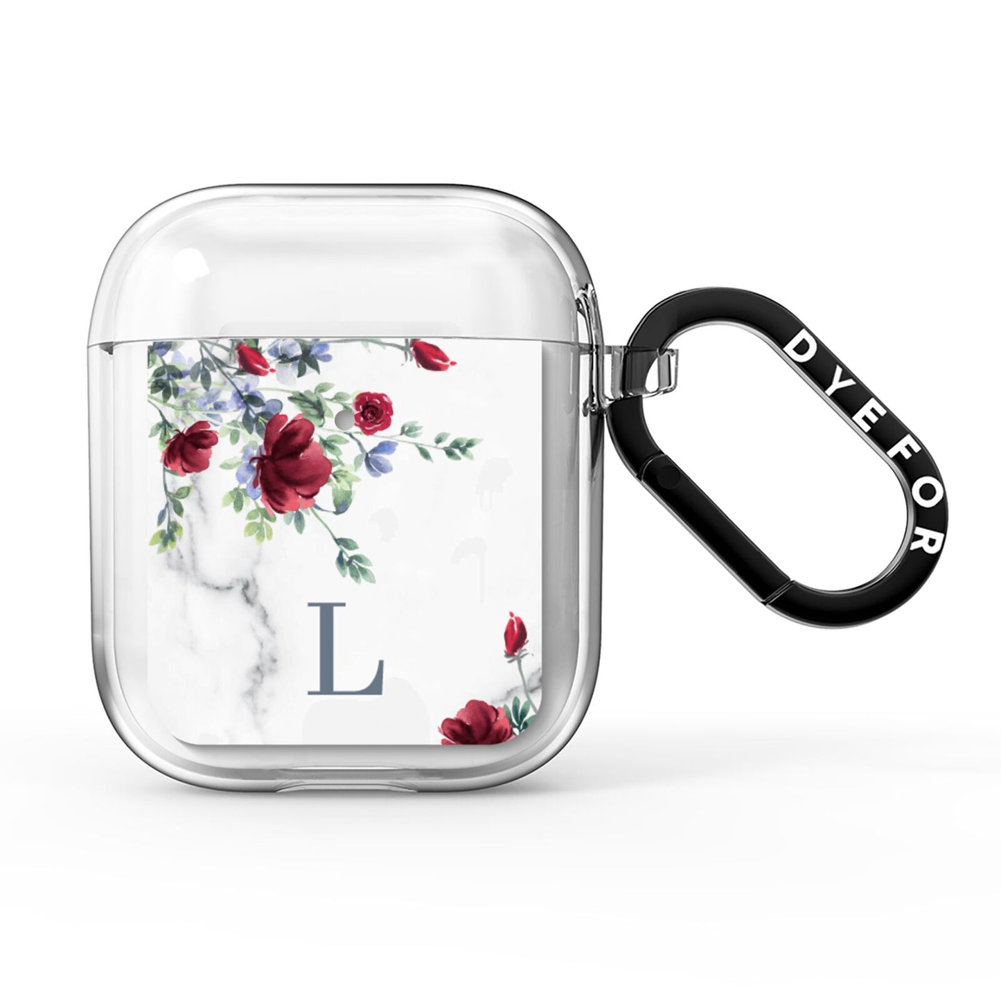 Floral Marble Monogram Personalised AirPods Clear Case