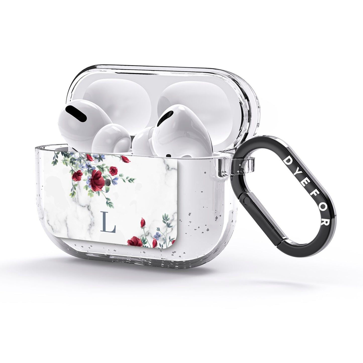 Floral Marble Monogram Personalised AirPods Glitter Case 3rd Gen Side Image