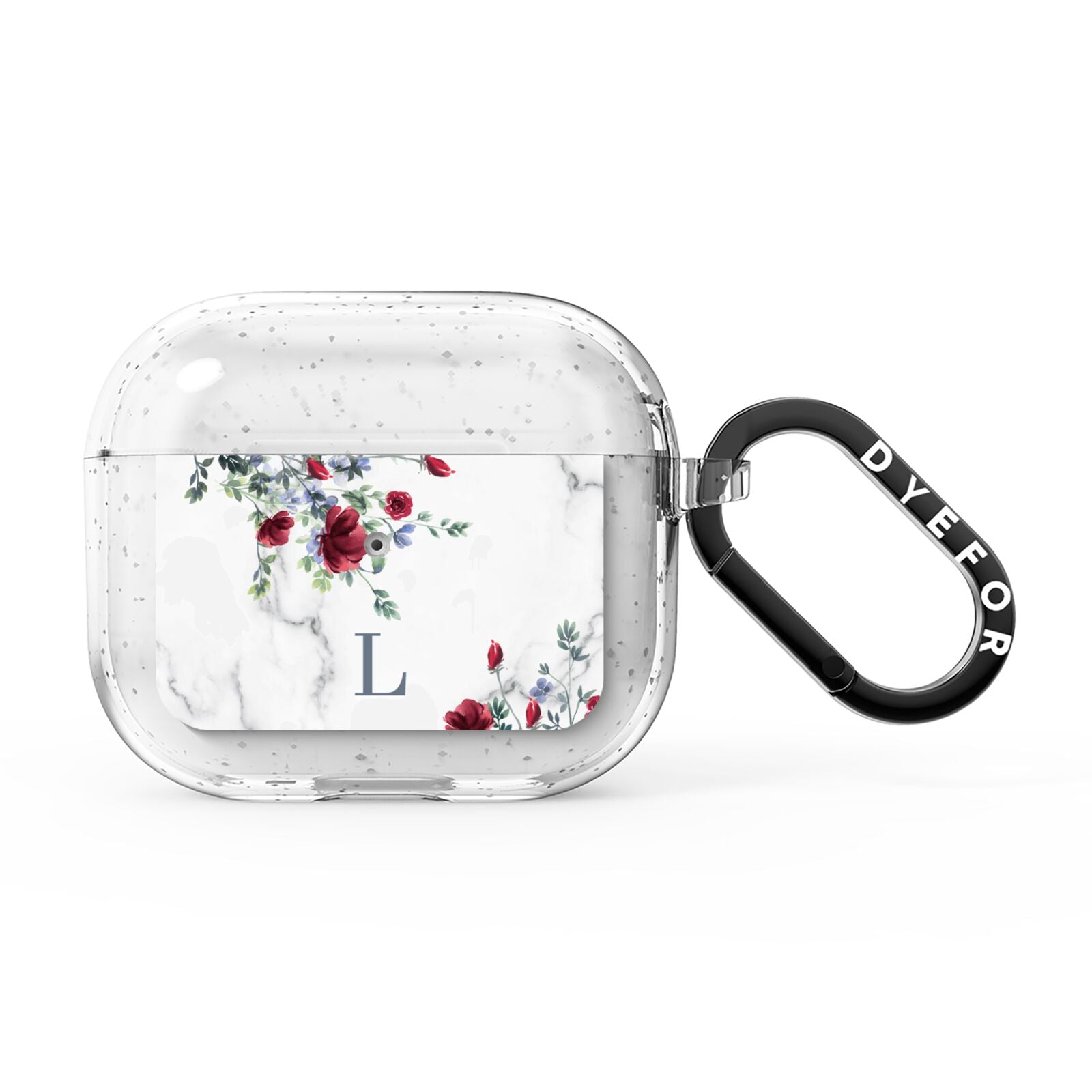 Floral Marble Monogram Personalised AirPods Glitter Case 3rd Gen