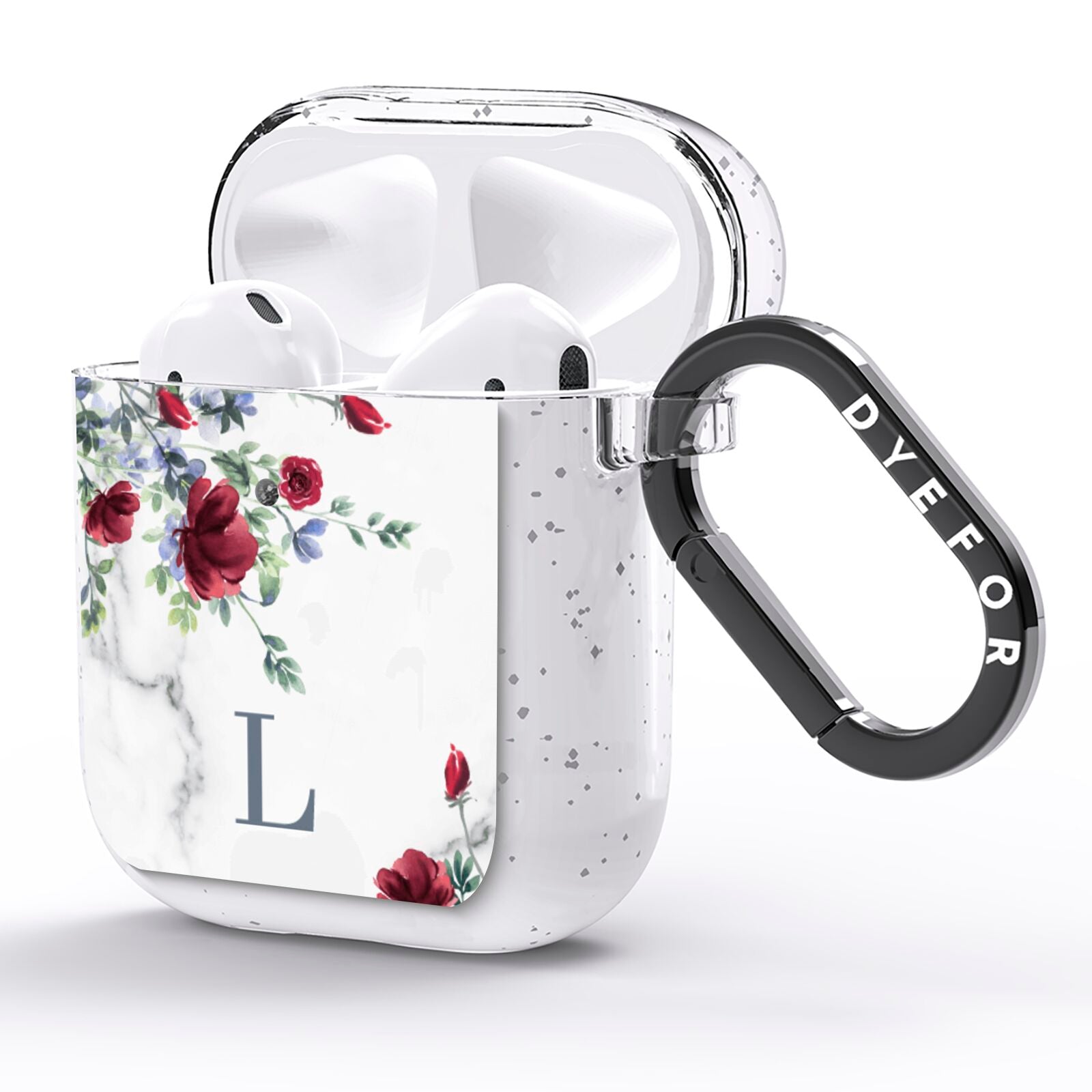 Floral Marble Monogram Personalised AirPods Glitter Case Side Image