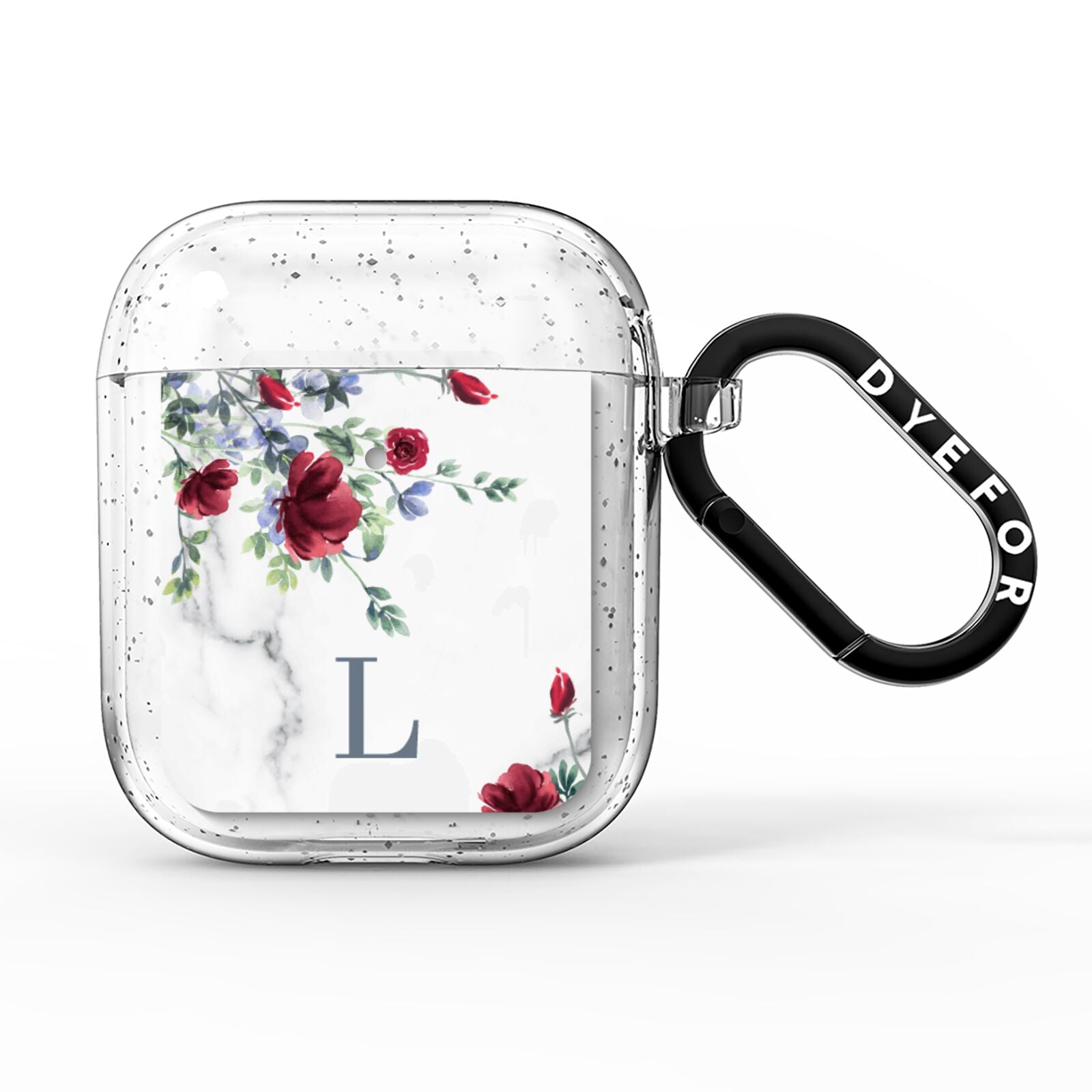 Floral Marble Monogram Personalised AirPods Glitter Case