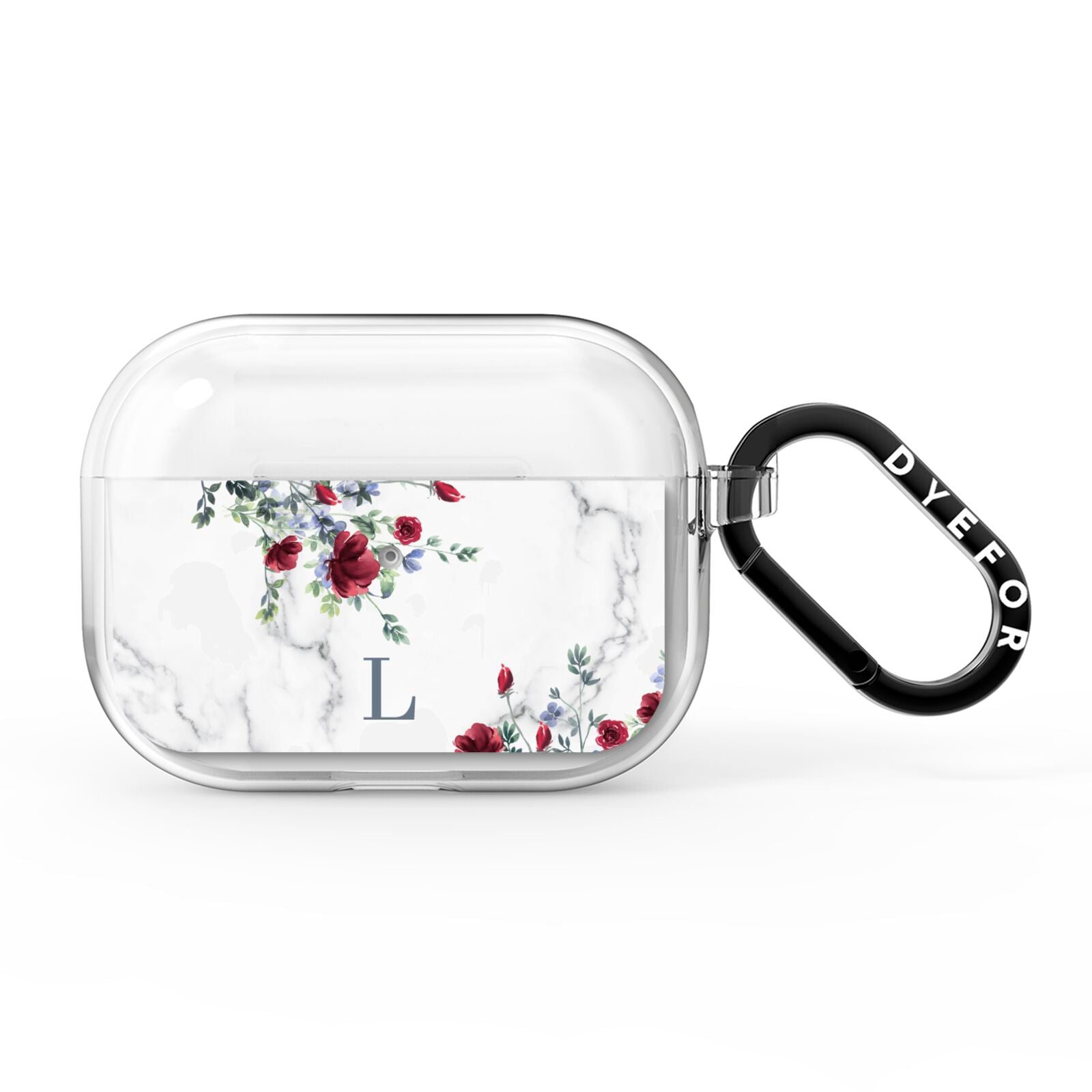 Floral Marble Monogram Personalised AirPods Pro Clear Case