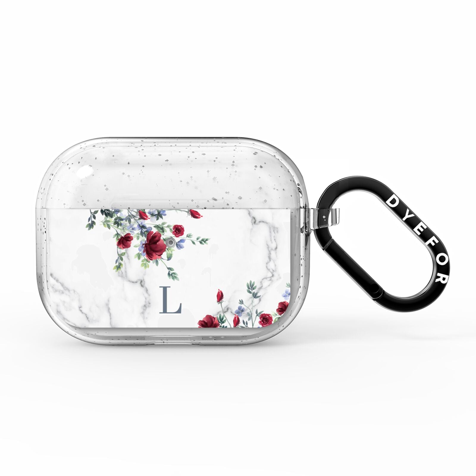 Floral Marble Monogram Personalised AirPods Pro Glitter Case