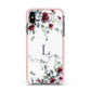 Floral Marble Monogram Personalised Apple iPhone Xs Max Impact Case Pink Edge on Black Phone