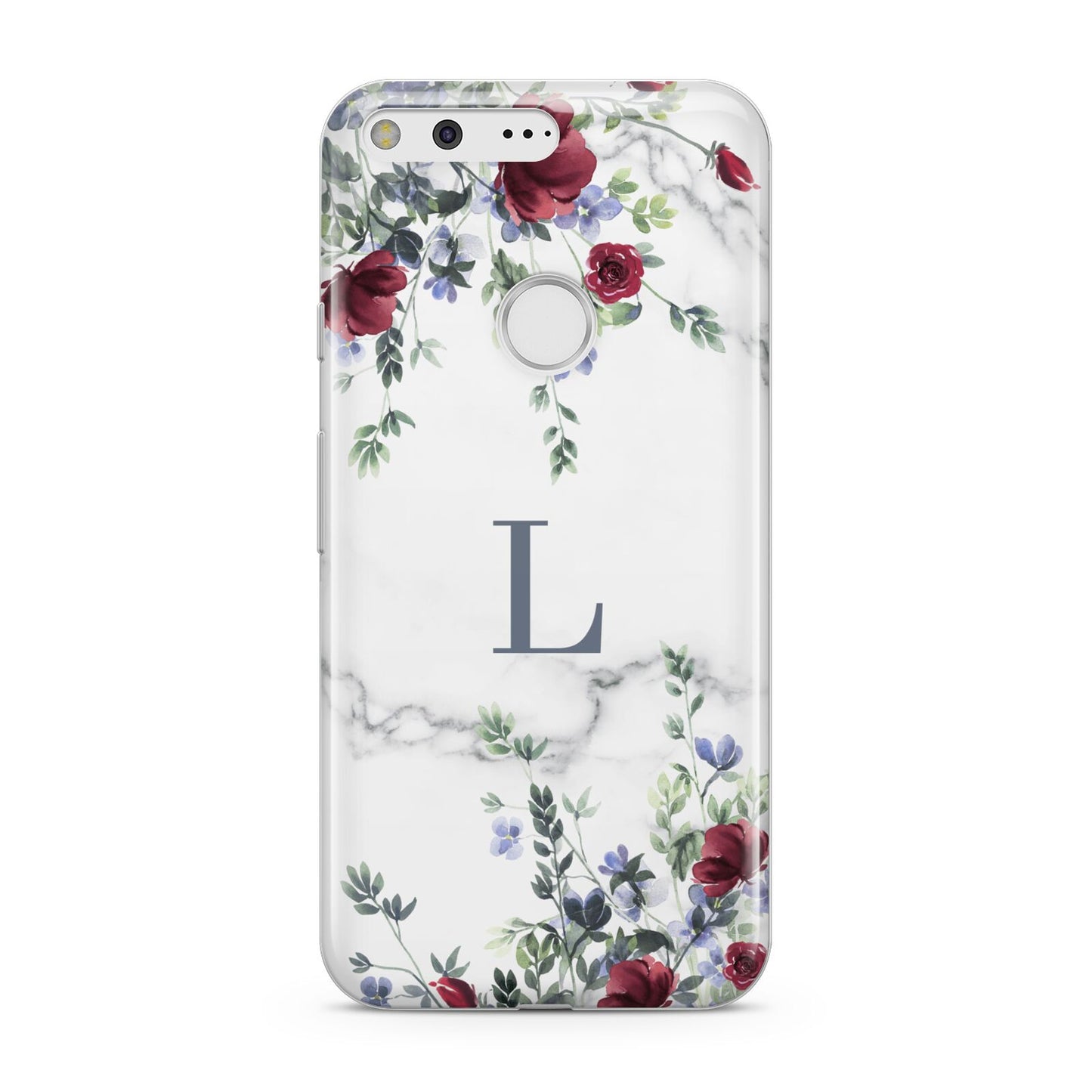 Floral Marble Monogram Personalised Google Pixel Case