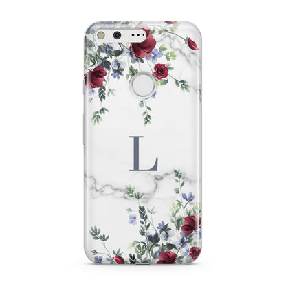 Floral Marble Monogram Personalised Google Pixel Case