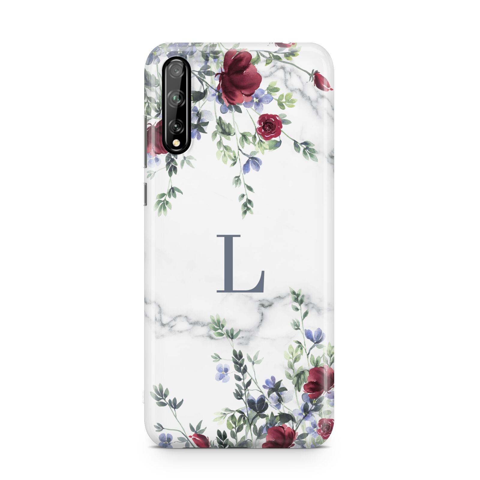 Floral Marble Monogram Personalised Huawei Enjoy 10s Phone Case