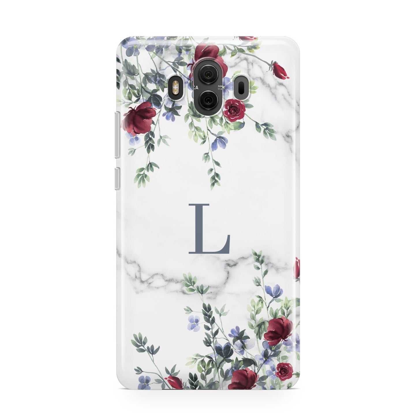 Floral Marble Monogram Personalised Huawei Mate 10 Protective Phone Case