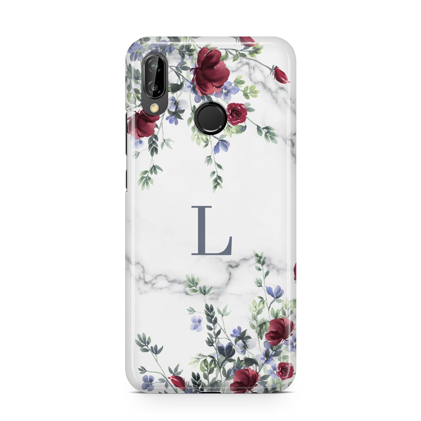 Floral Marble Monogram Personalised Huawei P20 Lite Phone Case