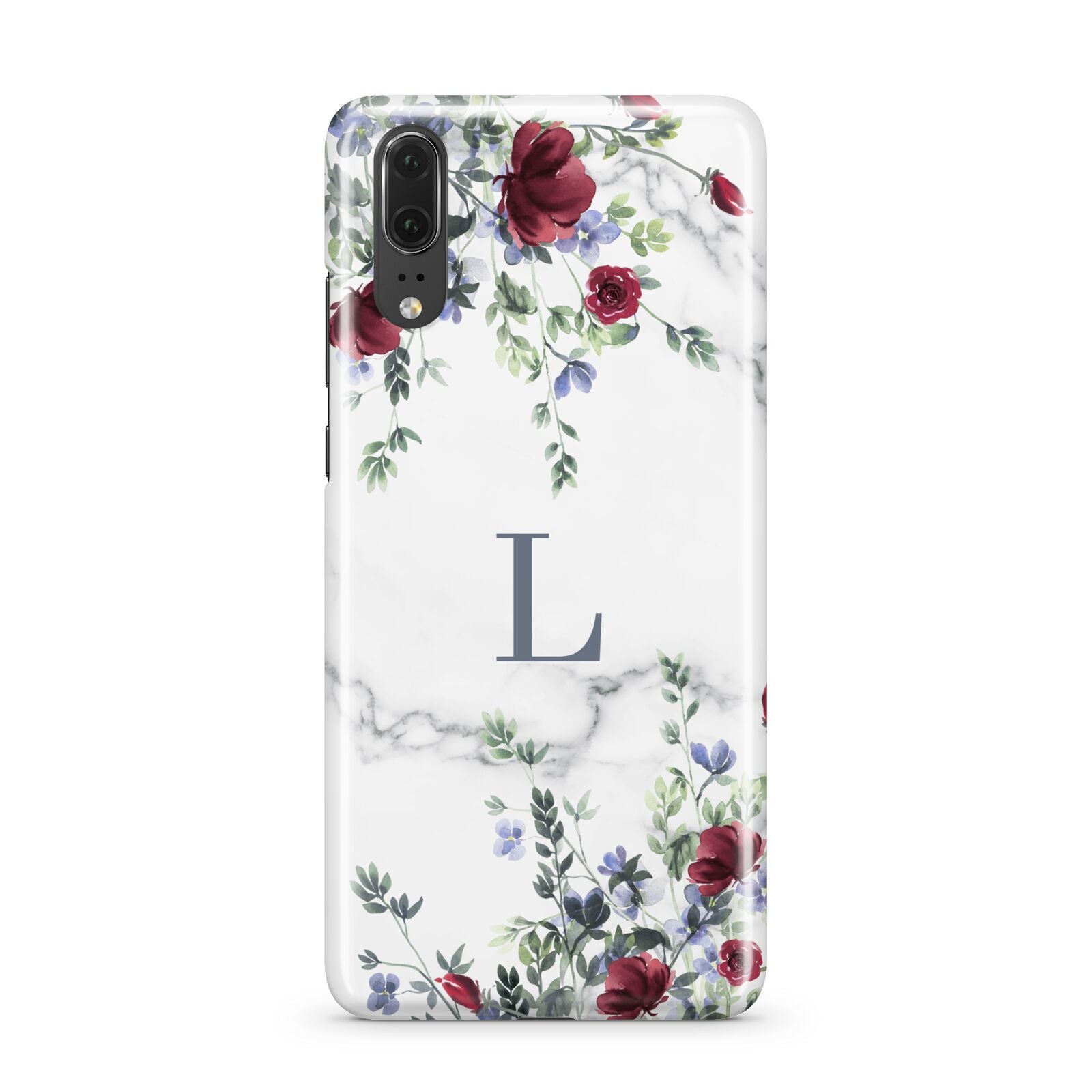 Floral Marble Monogram Personalised Huawei P20 Phone Case