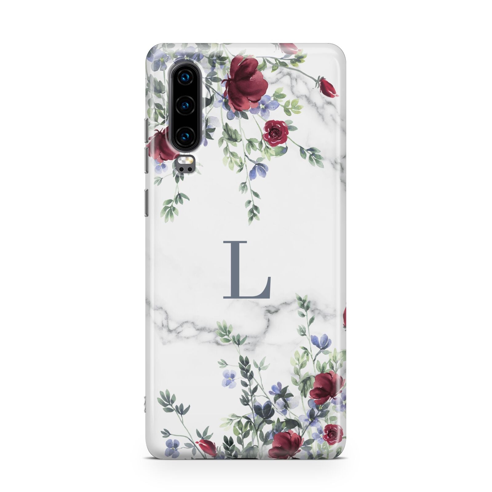 Floral Marble Monogram Personalised Huawei P30 Phone Case