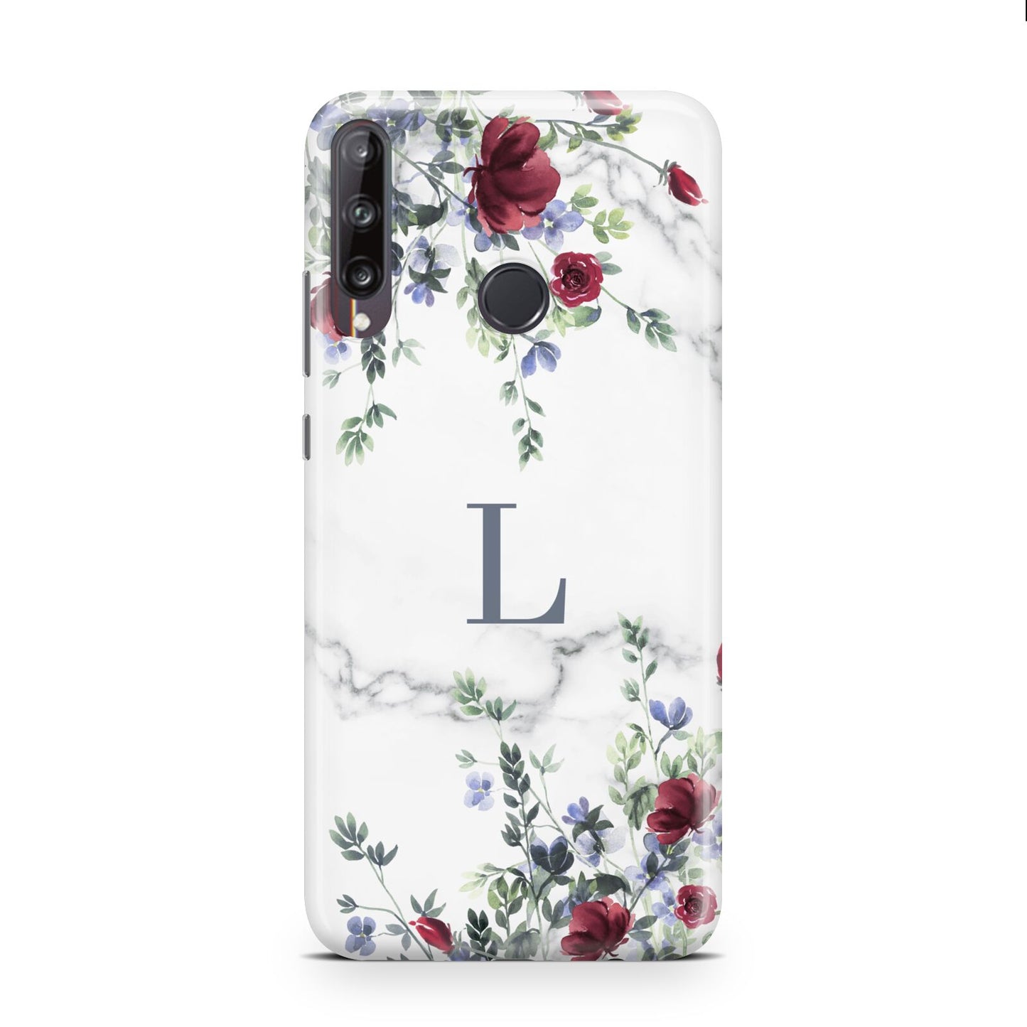 Floral Marble Monogram Personalised Huawei P40 Lite E Phone Case