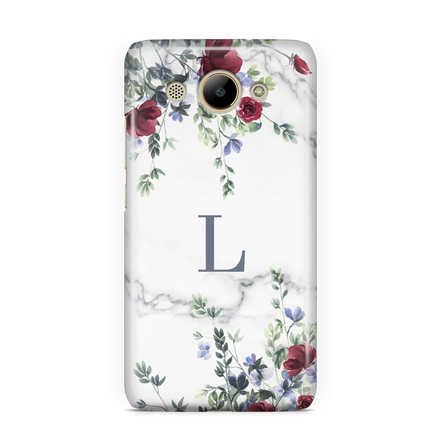 Floral Marble Monogram Personalised Huawei Y3 2017