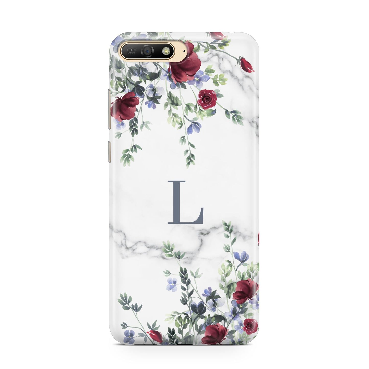 Floral Marble Monogram Personalised Huawei Y6 2018