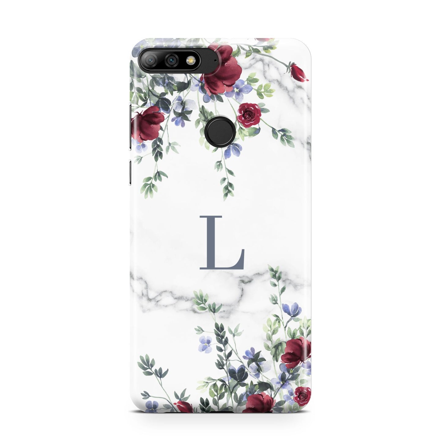 Floral Marble Monogram Personalised Huawei Y7 2018