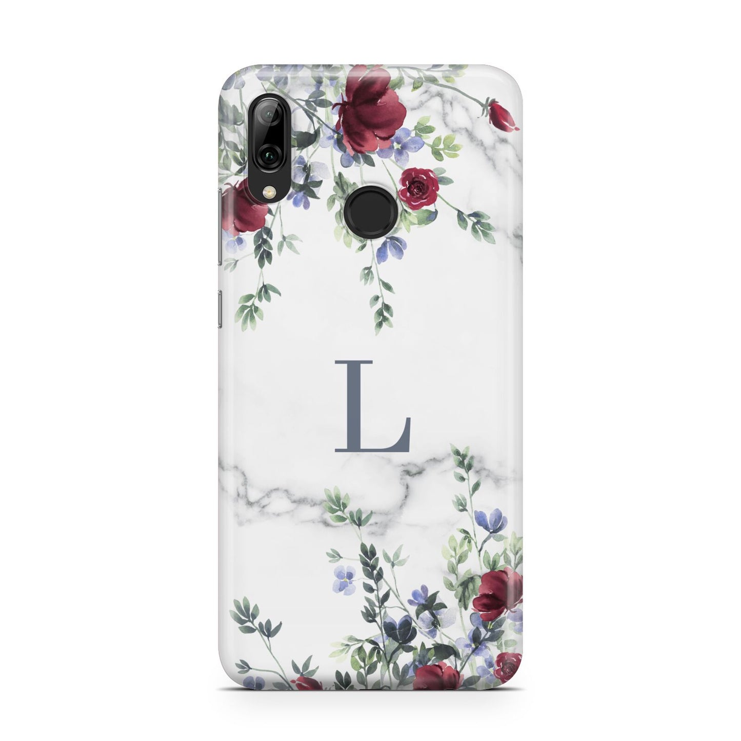 Floral Marble Monogram Personalised Huawei Y7 2019